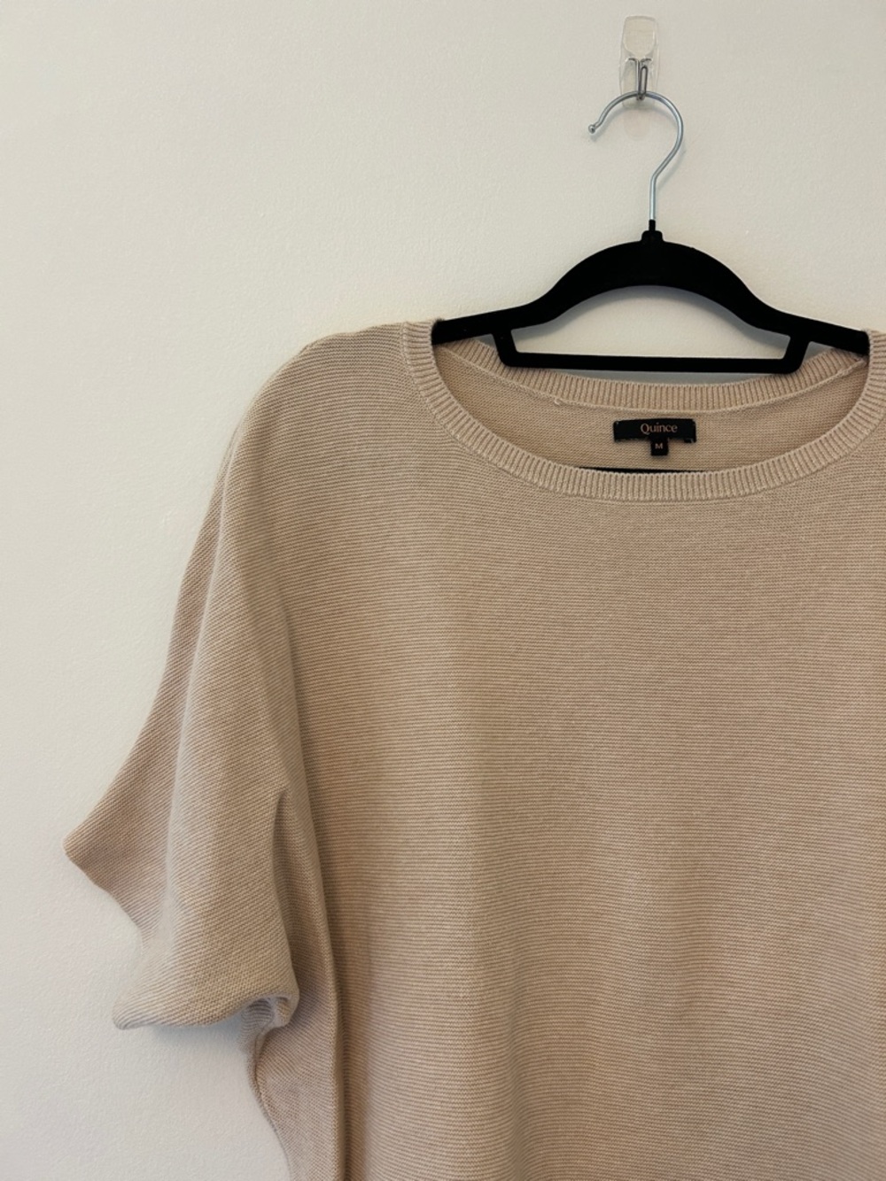 Quince Lightweight Cotton Cashmere Link-Stitch Dolman Sweater in Heather Oatmeal - Picture 4 of 8